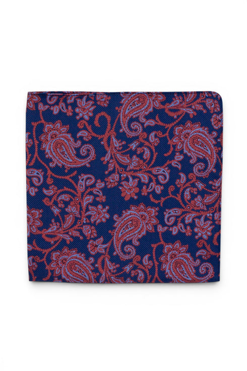 Orange Paisley Silk Pocket Square