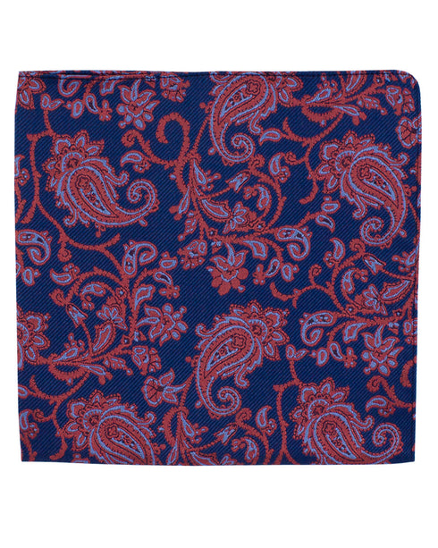 Orange Paisley Silk Pocket Square