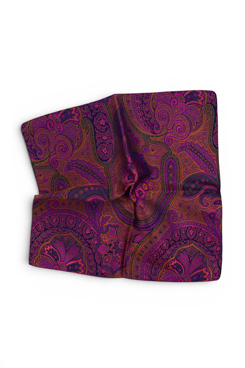 Paisley Silk Jacquard Pocket Square - Purple
