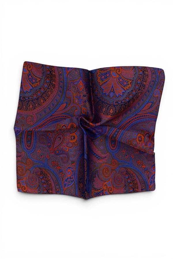 Paisley Silk Jacquard Pocket Square - Orange