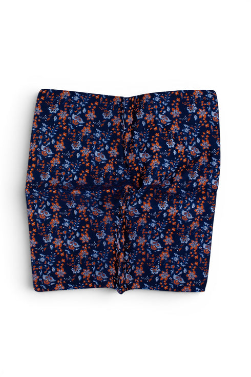 Floral Silk Jacquard Pocket Square - Orange