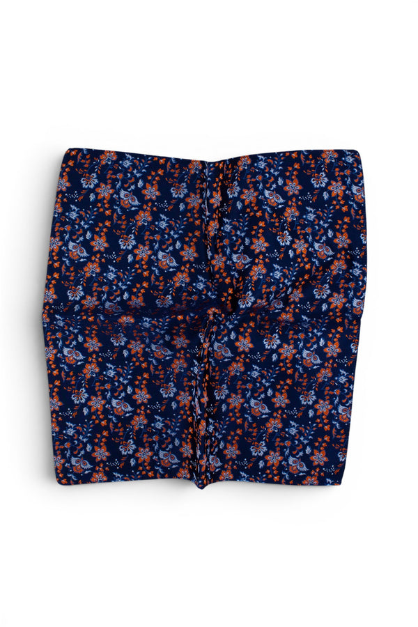 Floral Silk Jacquard Pocket Square - Orange