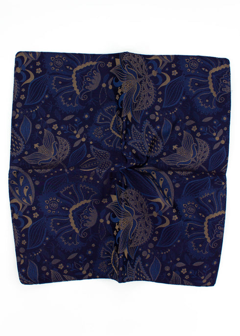 Flora Silk Jacquard Pocket Square - Bronze