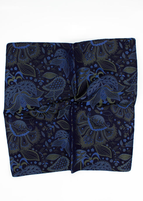 Flora Silk Jacquard Pocket Square - Green