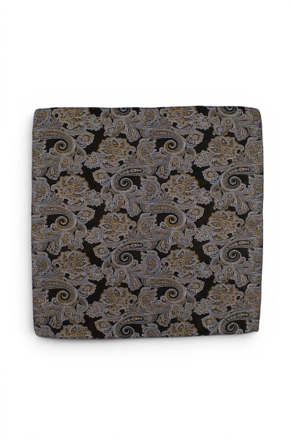 Paisley Silk Pocket Square - Brown