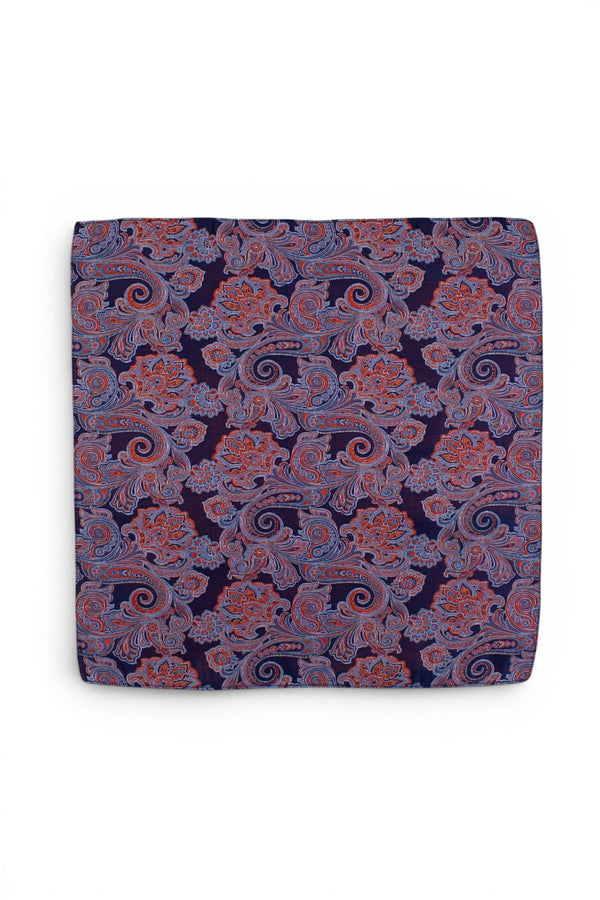 Paisley Silk Pocket Square - Orange