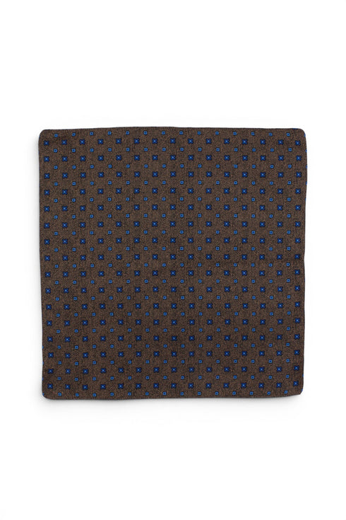 Geometric Silk Pocket Square - Brown