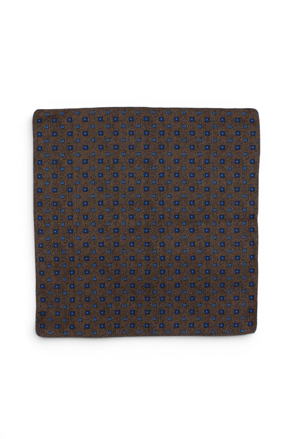 Geometric Silk Pocket Square - Brown
