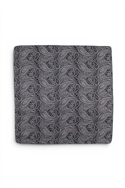 Paisley Silk Pocket Square - Black