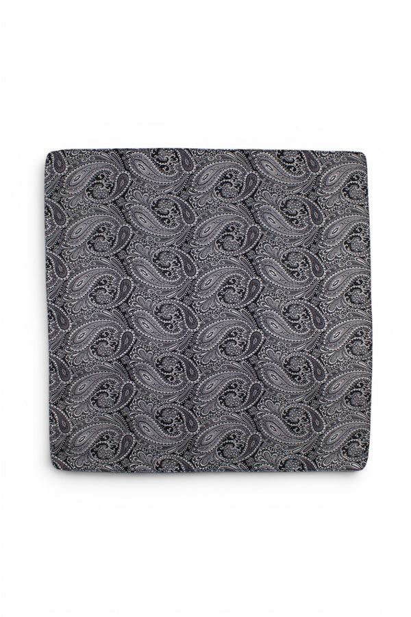 Paisley Silk Pocket Square - Black