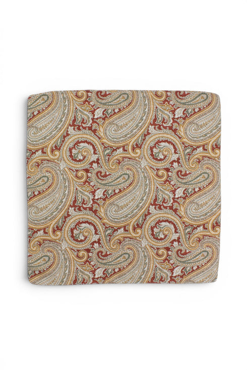 Paisley Silk Pocket Square - Orange