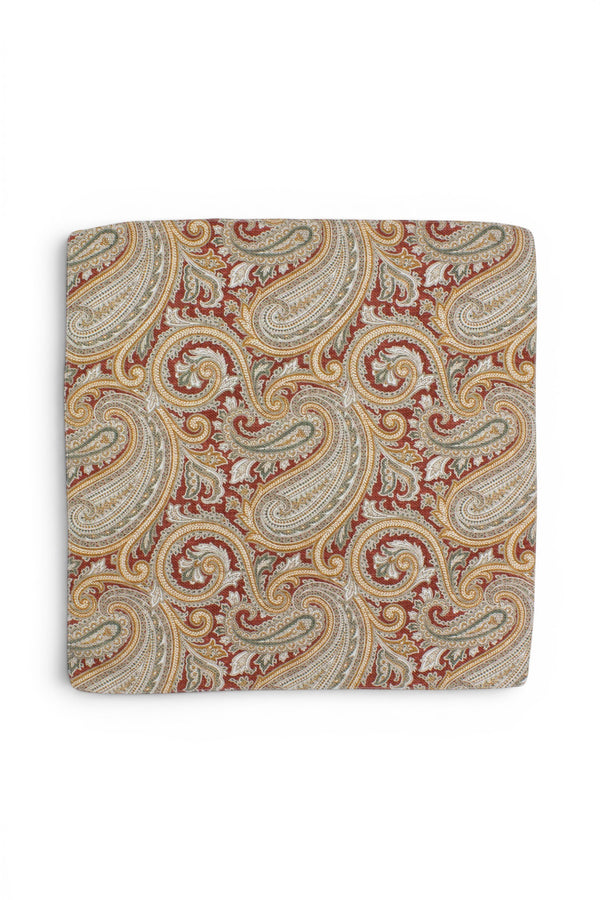 Paisley Silk Pocket Square - Orange