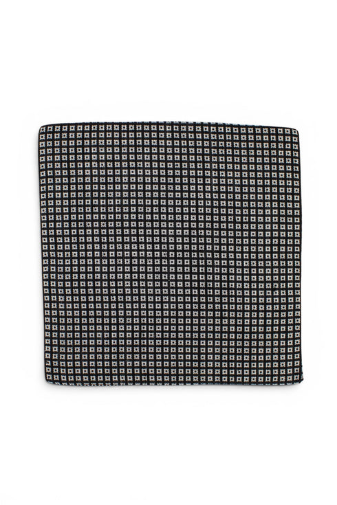Geometric Silk Pocket Square - Black