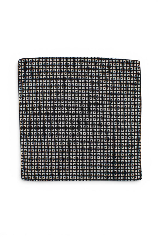 Geometric Silk Pocket Square - Black
