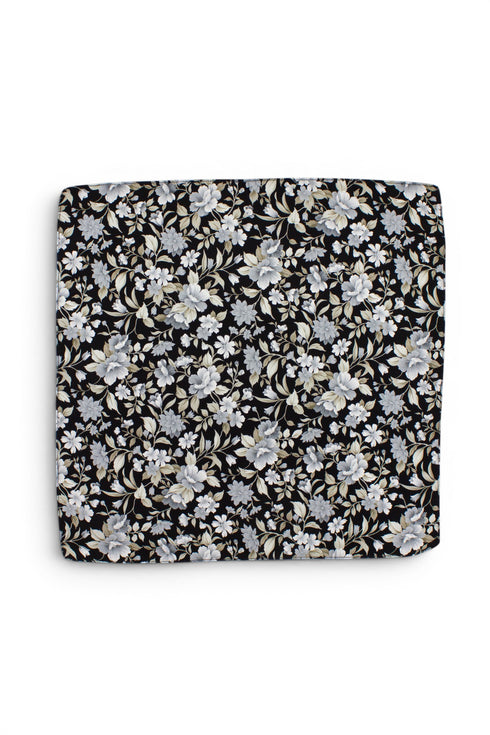 Floral Silk Pocket Square - Black