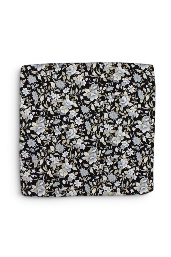 Floral Silk Pocket Square - Black