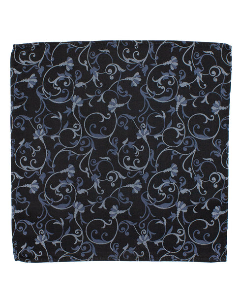 Black Patterned Silk Pocket Square