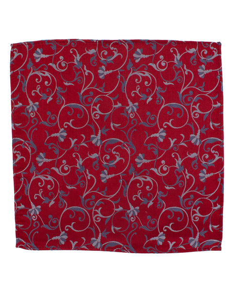 Red Patterned Silk Pocket Square