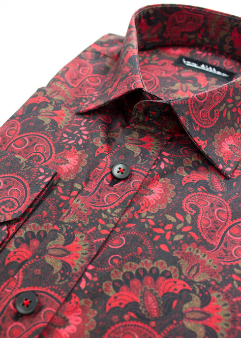 Red Paisley Print Shirt