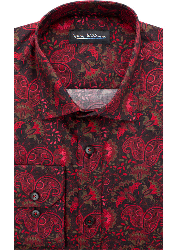Red Paisley Print Shirt