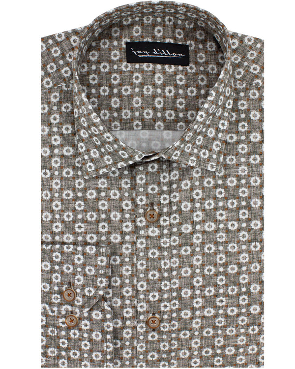 Brown Geometric Print Shirt