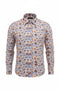 Orange Floral Cotton-Linen Shirt