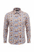 Orange Floral Cotton-Linen Shirt