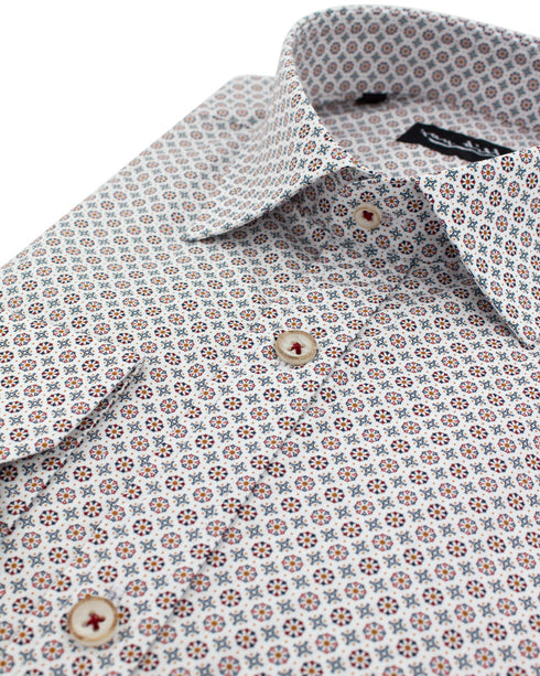 White Geometric Print Shirt