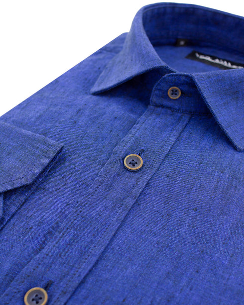 Indigo Yarn Dyed Linen Shirt