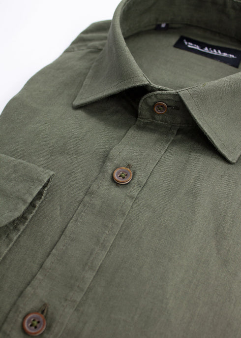 Yarn Dyed Linen Shirt - Khaki