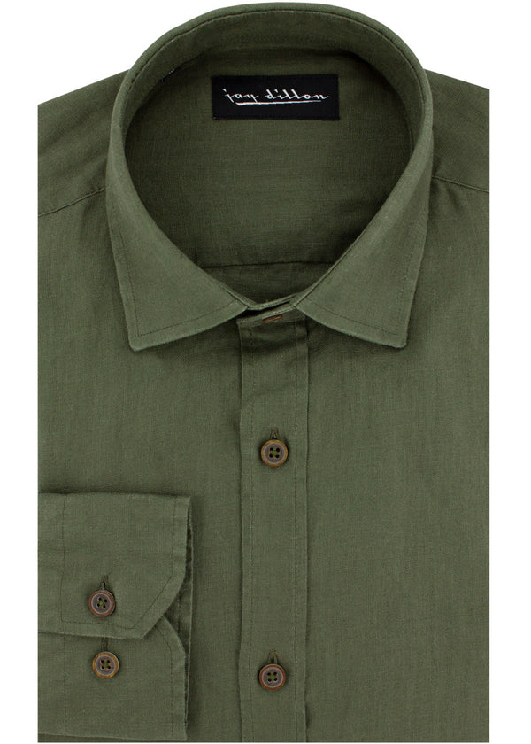 Yarn Dyed Linen Shirt - Khaki