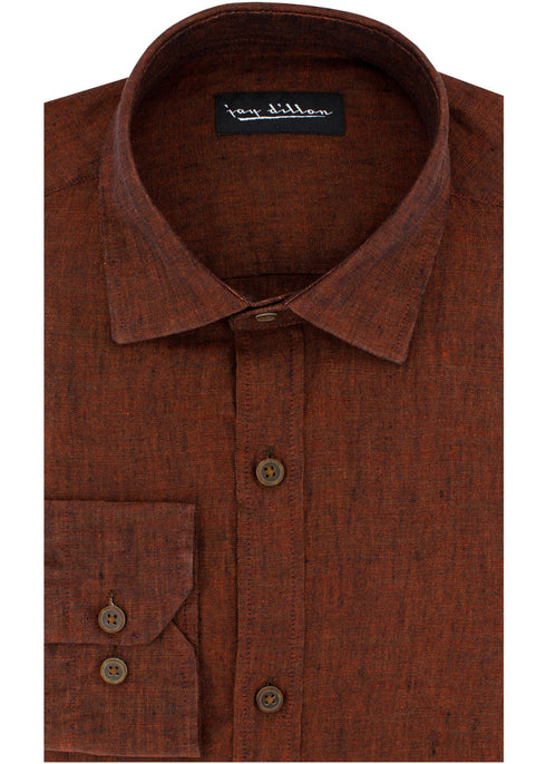 Yarn Dyed Linen Shirt - Rust