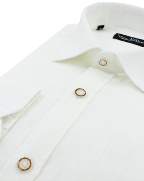 White Yarn Dyed Linen Shirt