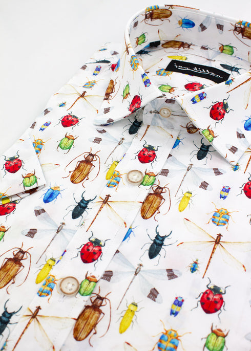 Insect Print Short Sleeve Shirt - White