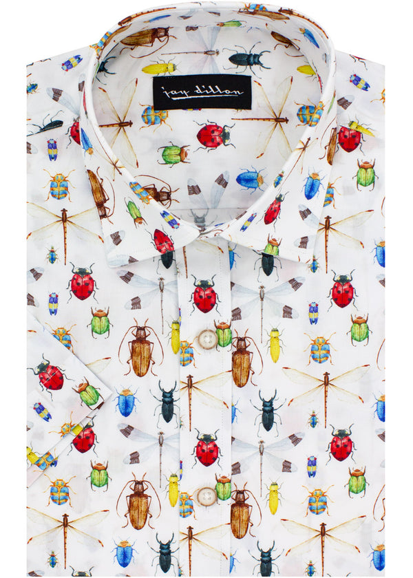 Insect Print Short Sleeve Shirt - White