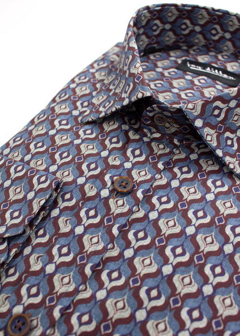 Geometric Print Shirt - Chocolate