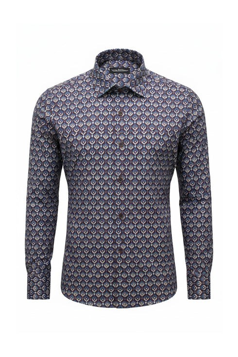 Geometric Print Shirt - Chocolate
