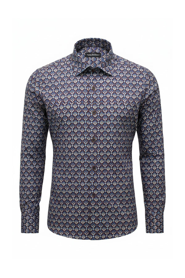Geometric Print Shirt - Chocolate