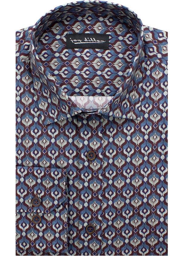 Geometric Print Shirt - Chocolate