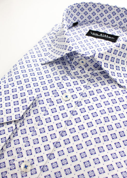Small Geometric Print Shirt - Blue