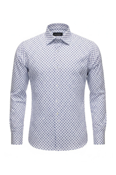Small Geometric Print Shirt - Blue