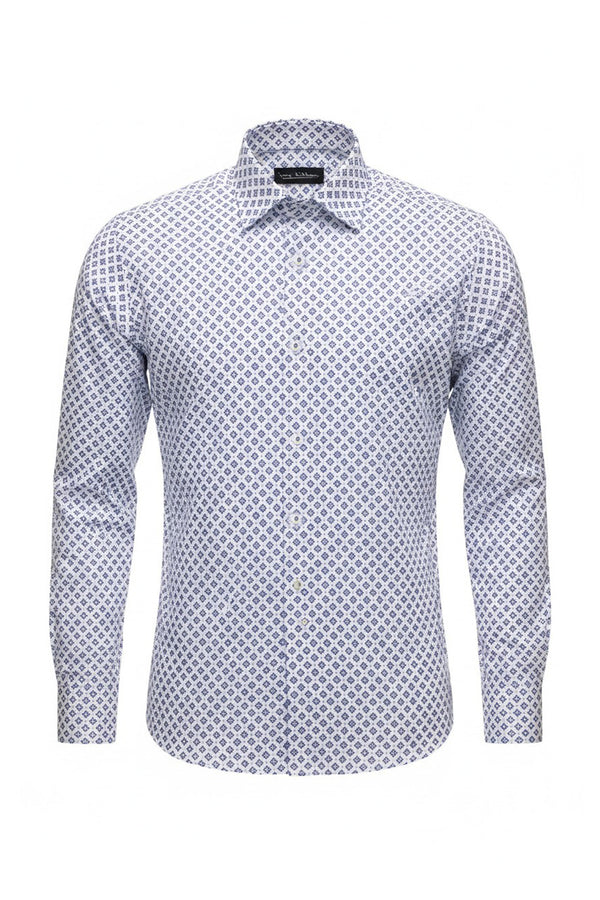 Small Geometric Print Shirt - Blue