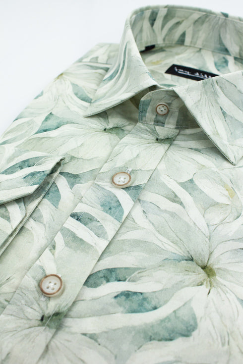 Big Floral Print Shirt - Ecru