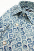 Geometric Print Cotton-Linen Shirt - Blue