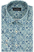 Geometric Print Cotton-Linen Shirt - Blue