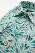 Leaf Print Cotton-Linen Shirt - Teal