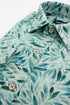 Leaf Print Cotton-Linen Shirt - Teal