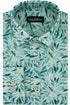 Leaf Print Cotton-Linen Shirt - Teal