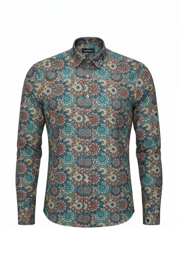 Mandala Print Cotton-Linen Shirt - Multi