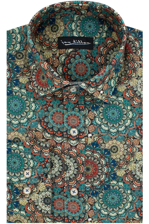 Mandala Print Cotton-Linen Shirt - Multi